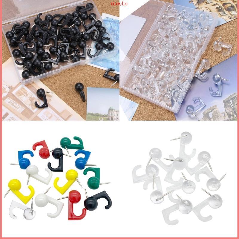 MAVLO 30 50 ชิ้น Push Pin Picture Hooks Cork Board Hooks Bulletin Board Hooks สําหรับ Bulletin Board