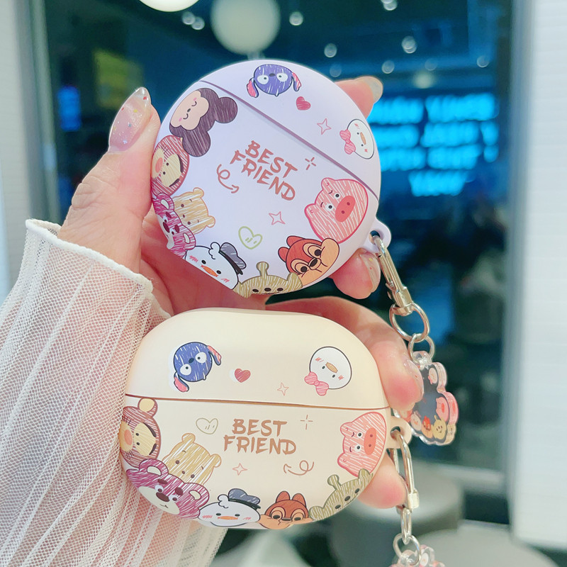 แฟชั่นเคสสําหรับHuawei FreeBuds SE 4 ANC/Pro/Pro2/Pro2+/Pro3/Pro4/SE2/SE3/คลิปฟรี/FreeClip2 การ์ตูนหมีหูฟังฝาครอบป้องกันภาพวาดสีน้ํามันออกแบบเชือกพิเศษ