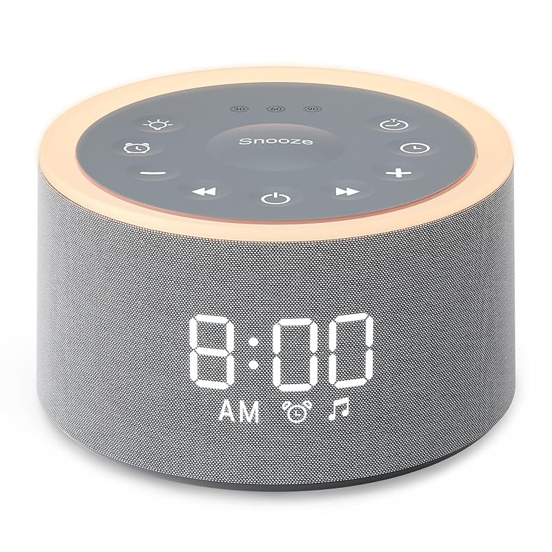 Dreamegg White Noise Machine and Alarm Clock with 29 Soothing Sounds - Stylish Digital Clock with Adjustable Volume, Alarm Settings, Light Function, Snooze Feature, and Earphone Compatibility - Perfect for Sleep Aid and Noise Reduction - Bedside Lamp with