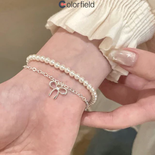 Colorfield สร้อยข้อมือ ประดับโบว์ ประดับไข่มุก สองชั้น ระดับไฮเอนด์ เข้ากับทุกการแต่งกาย ผู้หญิงที่ เครื่องประดับแฟชั่น