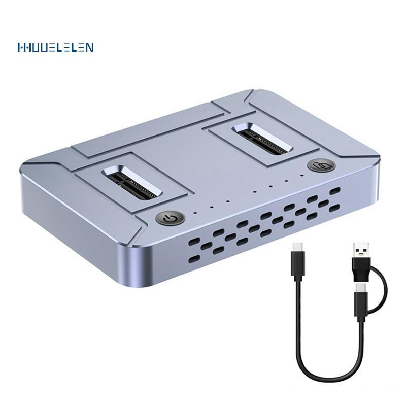 [Promote H]Dual-Bay M.2 SSD Clone Docking Station M.2 NVME NGFF SSD Docking Station 20Gbps Type C OF
