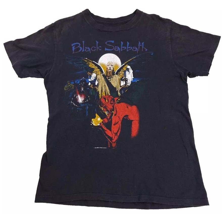2025 สไตล์ใหม่ Black Sabbath Rebirth Tour 1983 Oz Vtg Angel Black Unisex Top Ready Stock