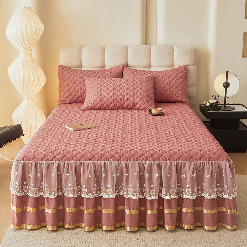 ผ้าปูที่นอนผ้าฝ้ายลูกไม้อบอุ่น 3 ฟุต 3.5 ฟุต 5 ฟุต 6 ฟุต ปลอกหมอน