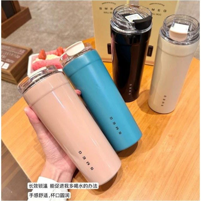 Great 550ML ถ้วยเย็นร้อนขนาดใหญ่ความจุสแตนเลส Smeg Tumbler แก้วกาแฟสแตนเลส, PP + TPE, ซิลิโคน Tritan