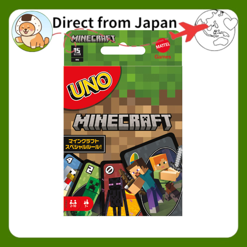 Mattel Games UNO Minecraft Card Game — Party & Educational Card Game, 112 Cards, 2–10 Players, Ages 