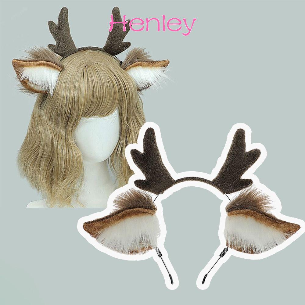 AMONGOF Reindeer Antler Headband,น่ารักตกแต่งเทศกาลหัว Hoop,Lolita Plush Deer Ears Party Headpieceคร
