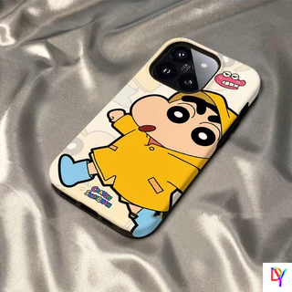 น่ารัก Crayon Shin-chan 2-in-1 Double-LayerสําหรับiPhone 17/16 Pro Max/16 Pro/15/14/13 Pro Max/12/11 Pro Max/Xs Max/7/8 Plus - สีดําAnti-Dropกันกระแทกฝาครอบป้องกัน
