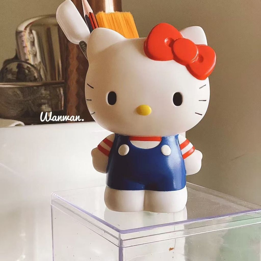 ซานริโอ HelloKitty ที่ใส่ปากกาเครื่องเขียน Melody แปรงแต่งหน้าหลอดเก็บเดสก์ท็อปเครื่องประดับ