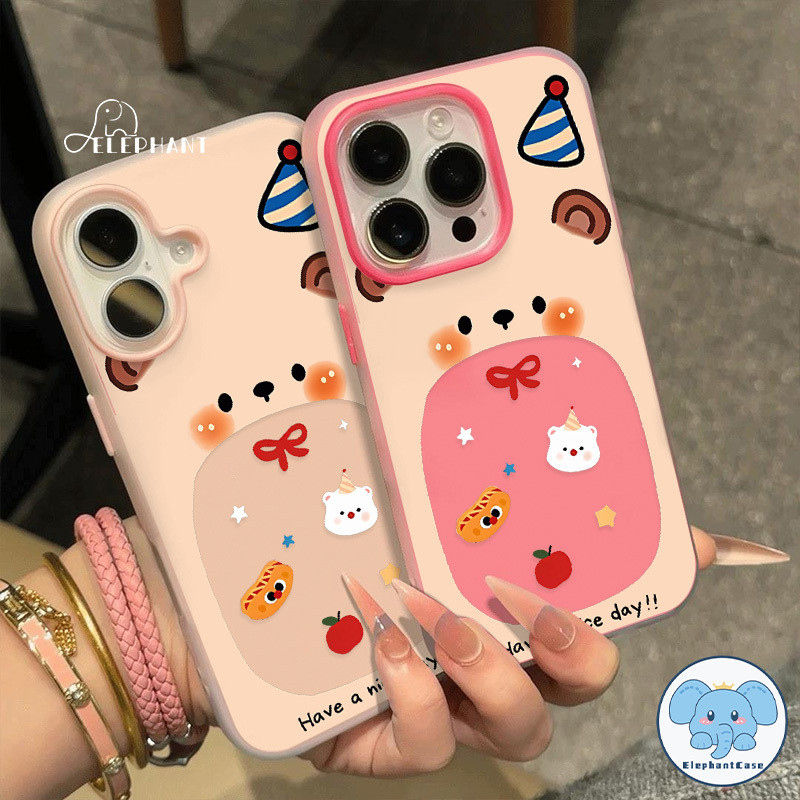 สำหรับIPhone 17 AIR 16 11 15 14 13 12 Pro Max 16 7 15 14 8 Plus XS X XR Max ลูกหมา หมี อิโมจิ ดาว น่ารัก 2in1 ปกอ่อน