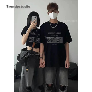 （พร้อมส่งจากกทม มาถึงใน 2วัน）เสื้อผ้าคู่รัก เสื้อยืดยอดฮิตสไตล์ญี่ปุ่นและเกาหลี เสื้อยืดแขนสั้น เสื้อเชิ้ตลำลองสบาย