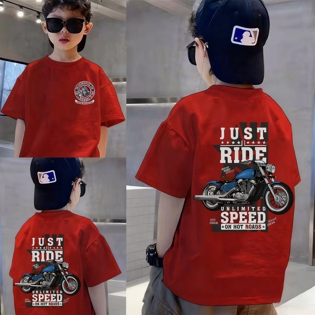 พร้อมส่ง COD ）เสื้อยืดเด็ก Coolbo ลายฮาร์เลย์ เสื้อยืดผ้าฝ้ายหลวมและสบายสำหรับเด็กผู้ชาย