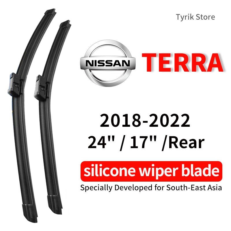 (หน้า/หลัง) Nissan TERRA wiper blade ใบปัดน้ำฝน ชุดสำหรับ 2018-2023 Tera Suv car กระจกหลัง wiper blade ใบปัดน้ำฝน แบบบานาน่า ซิลิโคน