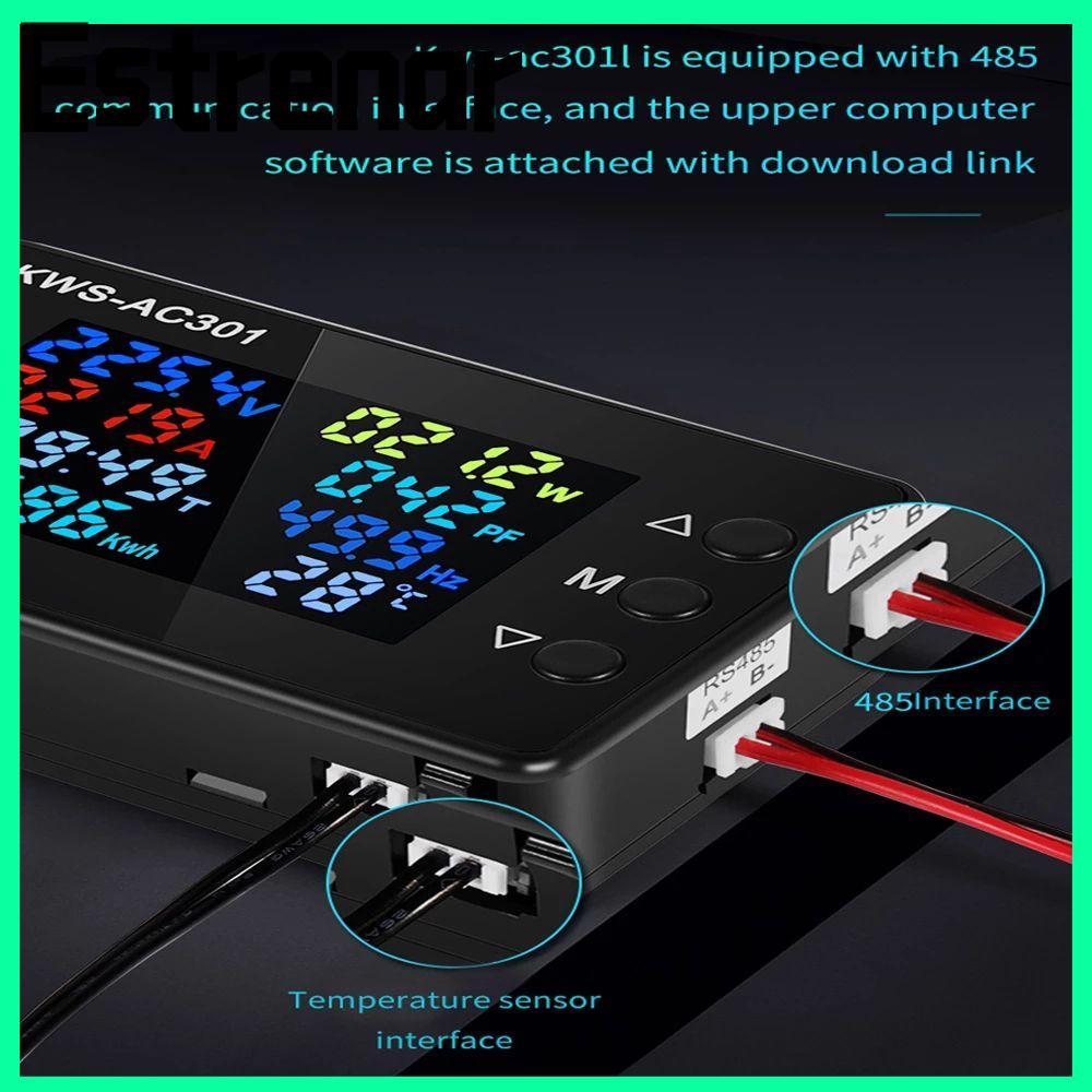 ESTRENAR โวลต์มิเตอร์แบบดิจิตอลแอมป์มิเตอร์ 0-100A จอแสดงผล LED KWS-AC301 เครื่องวัดพลังงานพลังงาน
