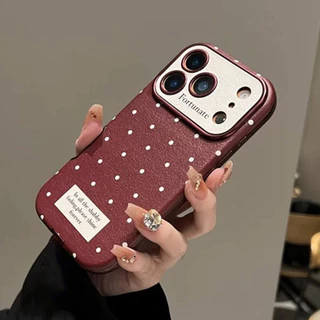 หนังไวน์แดงจุดเคสโทรศัพท์สําหรับ ไอโฟน 17 16 มือโปร สูงสุด 16 15 14 13 กันกระแทกป้องกันปลอก