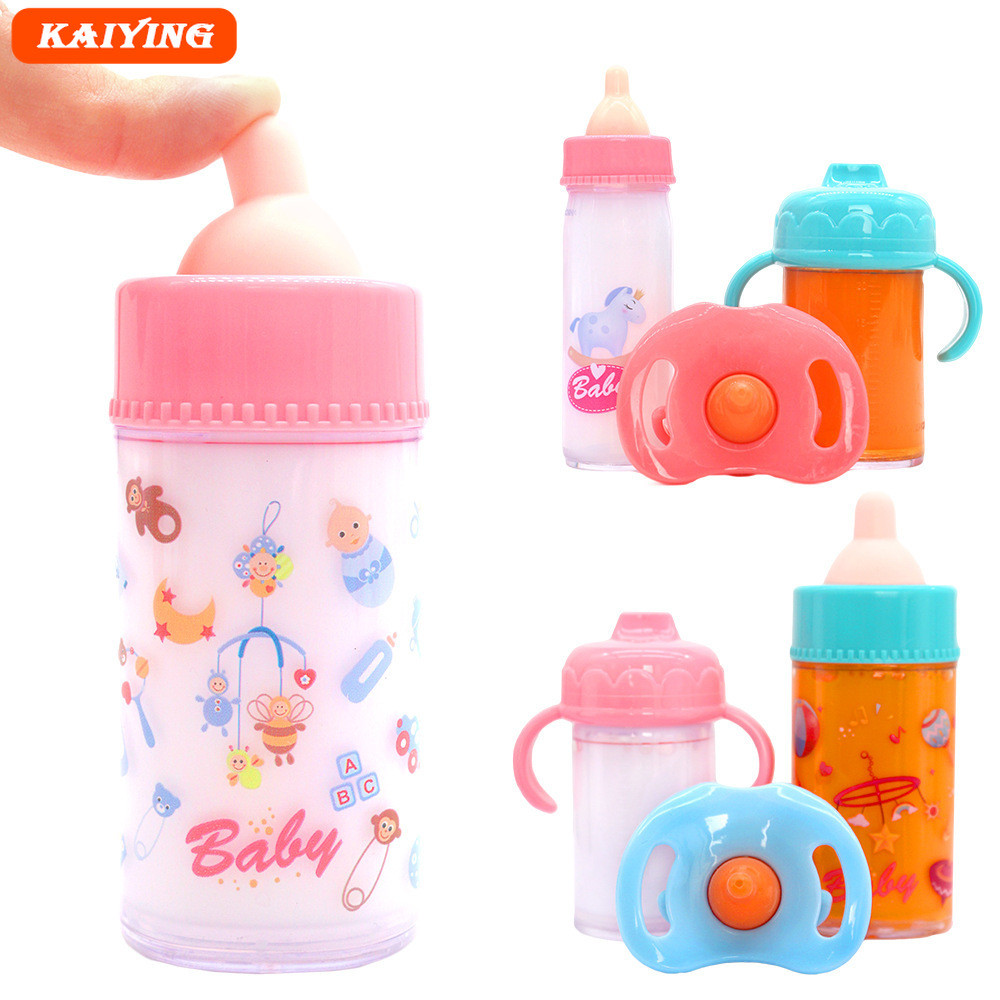 KAIYING 14-18 นิ้วตุ๊กตาเด็กขวดนมชุด Baby Care ของเล่นรถเข็นเด็ก 3 ชิ้นนมและขวดน้ําผลไม้ของเล่น Pacifier สําหรับตุ๊กตาเด็ก