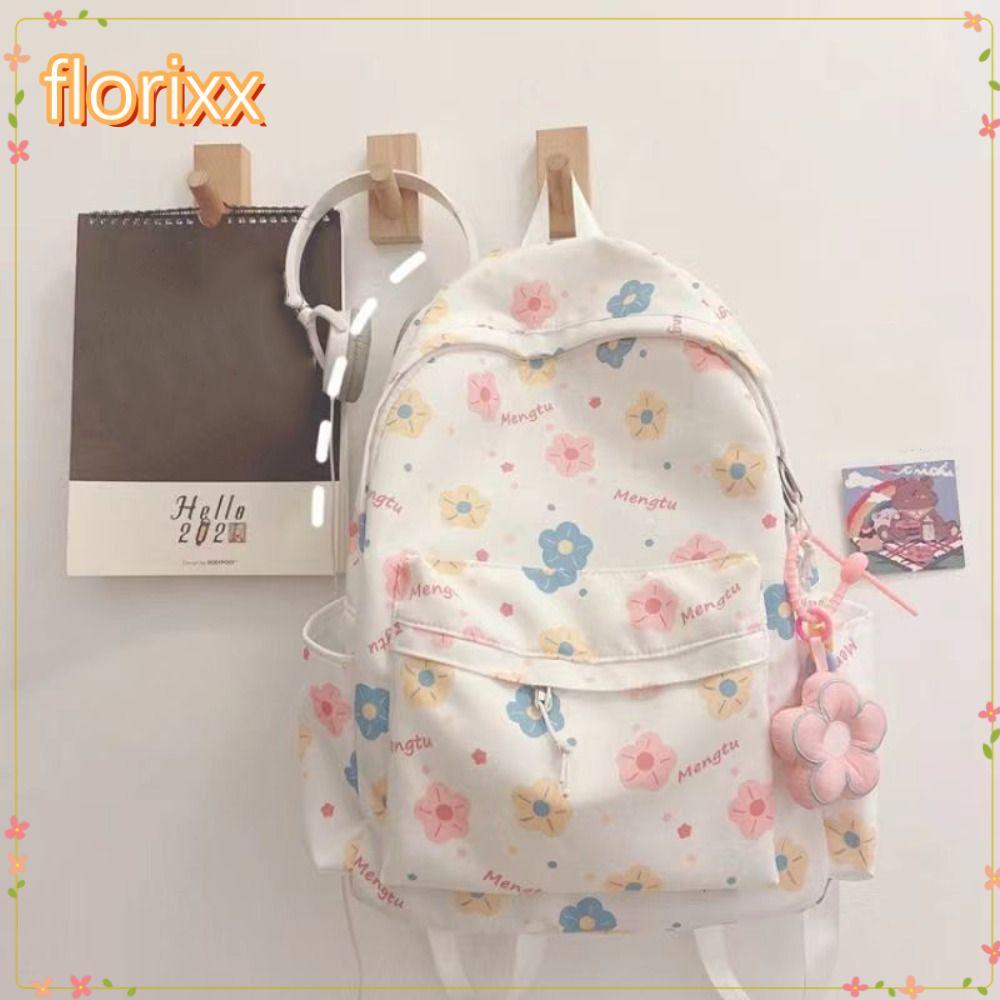 FLORIXX Travel Laptop Rucksack กระเป๋าเป้สะพายหลังพิมพ์ลายการ์ตูน วัสดุโพลีเอสเตอร์ ทนทาน น้ำหนักเบา สำหรับนักเรียนและนักเดินทาง