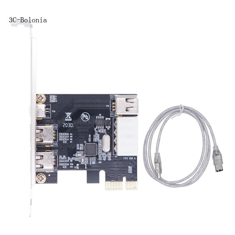 PC 4 พอร์ต 1394 การ์ดขยาย PCIE 1X ถึง 1394 อะแดปเตอร์วิดีโอ 1394 คอนโทรลเลอร์