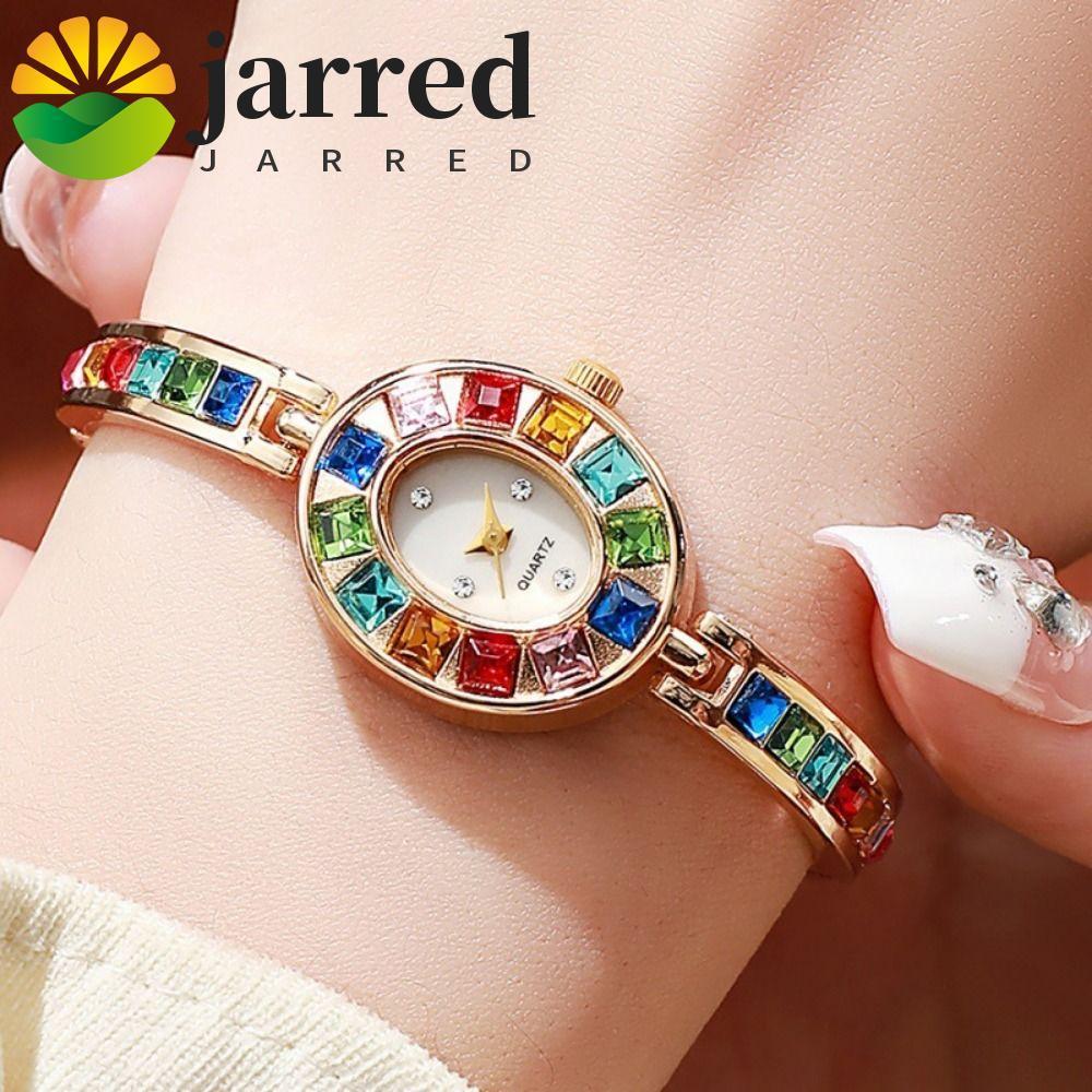 Jarred นาฬิกาข้อมือควอตซ์ผู้หญิง สีสันสดใส หรูหรา พร้อมสร้อยข้อมือวินเทจ เครื่องประดับประณีต ของขวัญนาฬิกาผู้หญิง