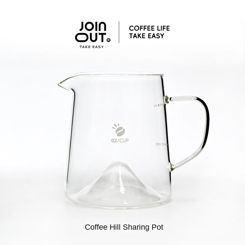Joinout Hill ฮิลล์ กาแฟชงด้วยมือ กาแฟดริป กาน้ำชาบอโรซิลิเกตสูง for pour-over Coffee 600ml หม้อแก้ว