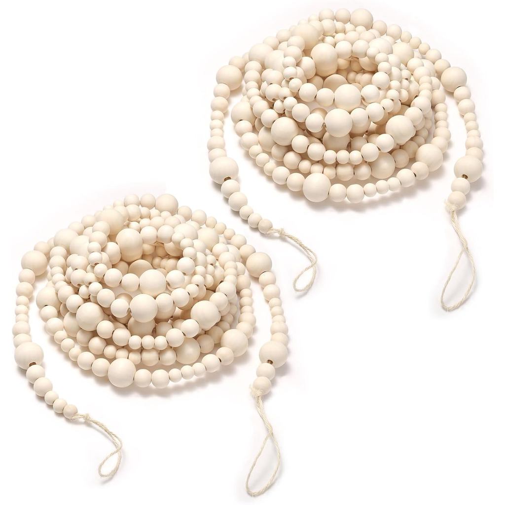 GWHOLE 2PCS 7.2ft ลูกปัดไม้ Christmas Tree Decor Boho เครื่องประดับสําหรับคริสต์มาส Holiday Party Fa