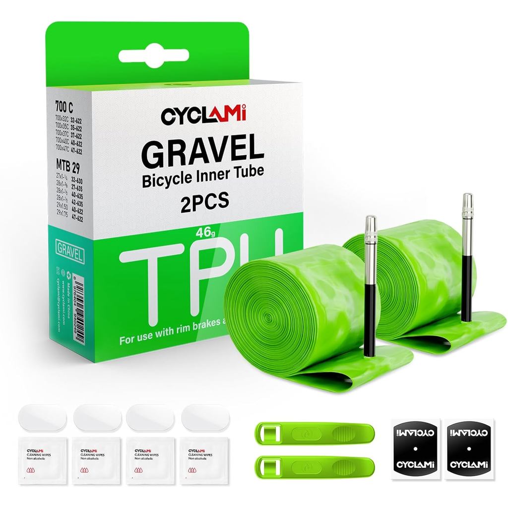 2-Pack CYCLAMI 700C x 32-47C (ALLRoad & Gravel) / MTB27.5 นิ้ว x 1.9-2.5 TPU Inner Tubes with 45mm/6