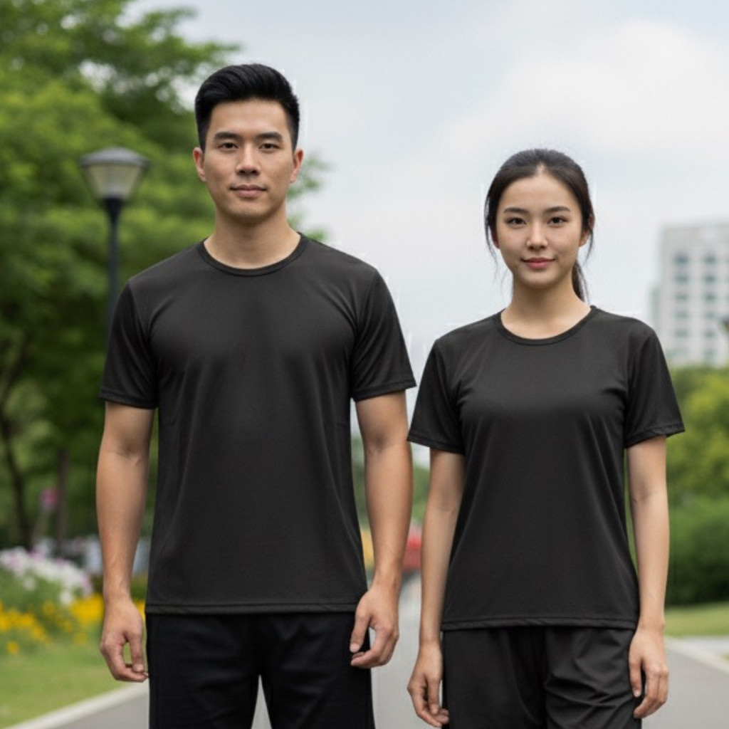 【ส่งภายในวัน】เสื้อสีดำเข้ม ผ้าเย็น [XS–2XL] เสื้อโทนสุภาพระบายอากาศดี ผ้านุ่ม แห้งไว ไม่อมเหงื่อ - รูปที่ 2