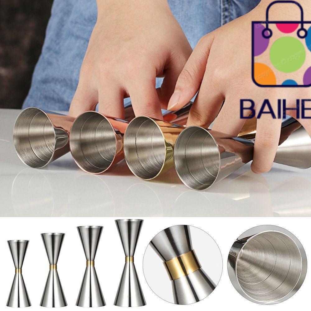 BAIHEE Double Cocktail Jigger, การวัดภายใน OZ/ML Bar วัด Jigger, Hot Shot แถบสแตนเลส Jigger Bartendi