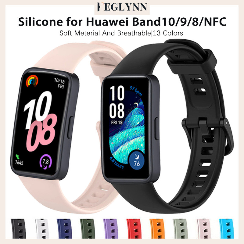 สายยางอ่อนอุปกรณ์เสริมที่สวมใส่ได้ for Huawei Band 10 9 8 NFC 7 6 6Pro แถบเปลี่ยนซิลิโคน for สมาร์ทว็อช Honor Band 7 6