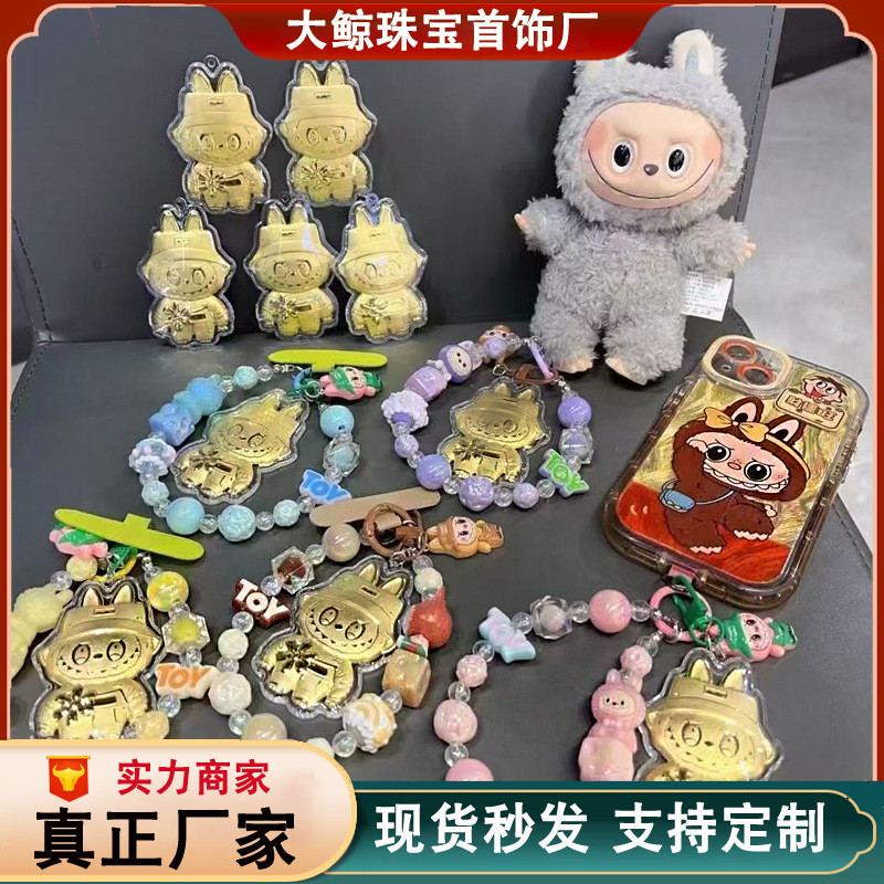 ทองคําบริสุทธิ์ 999 labubu จี้โซ่โทรศัพท์มือถือ la ทองคําบริสุทธิ์ 999labubu จี้โซ่มือถือ labu พวงกุ