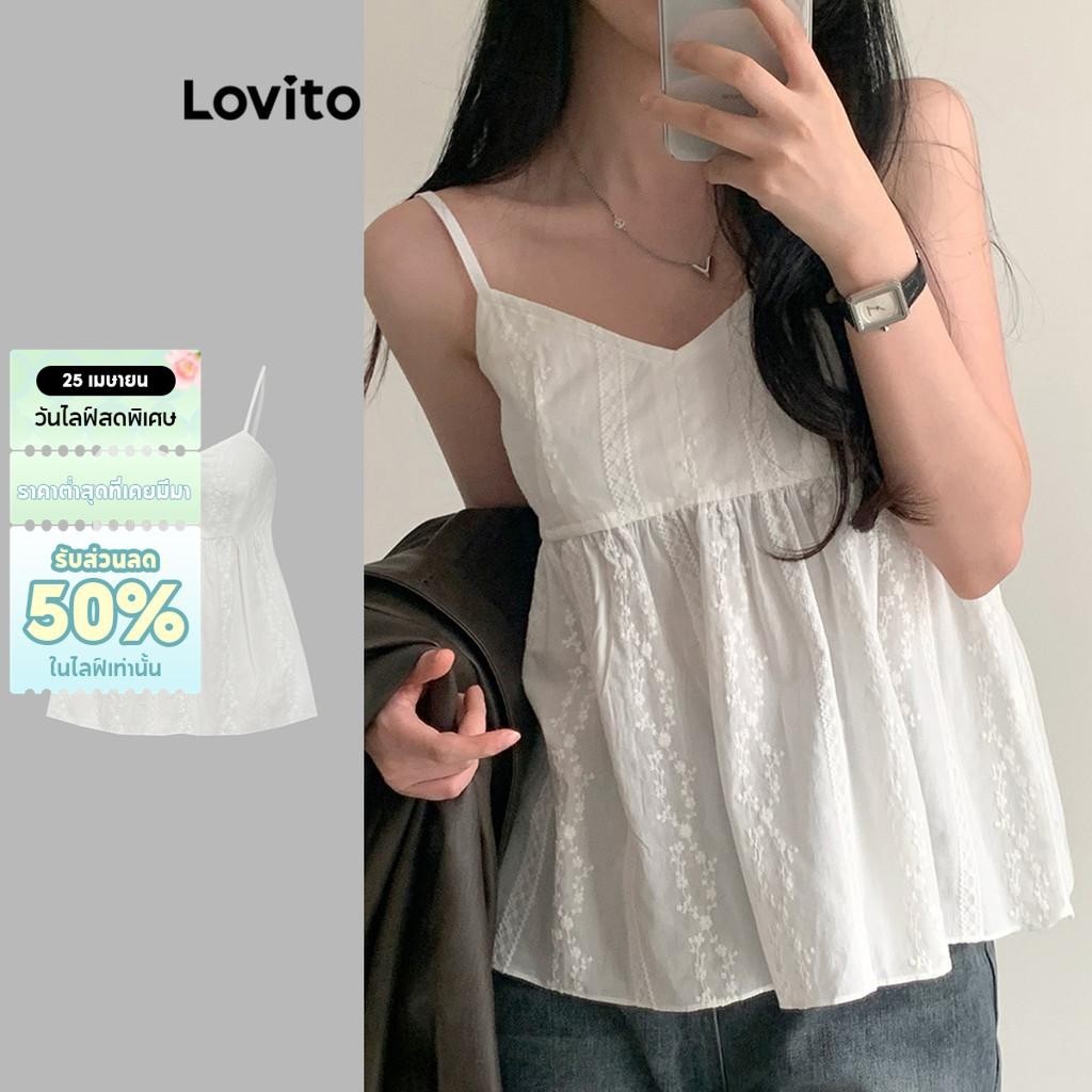 Lovito โบฮีเมียนเสื้อกล้ามเสื้อกล้ามปักตาไก่ธรรมดาสําหรับผู้หญิง L89MD095