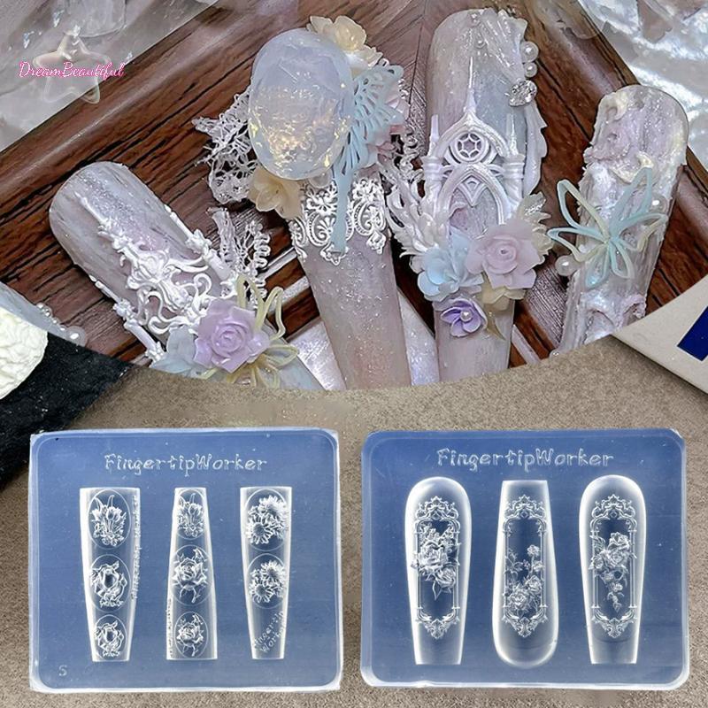ดอกไม้Rose Tulipเล็บซิลิโคนบรรเทาเล็บแม่พิมพ์ร้านทําเล็บเล็บเครื่องมือDIYอุปกรณ์ตกแต่งเล็บใหม่