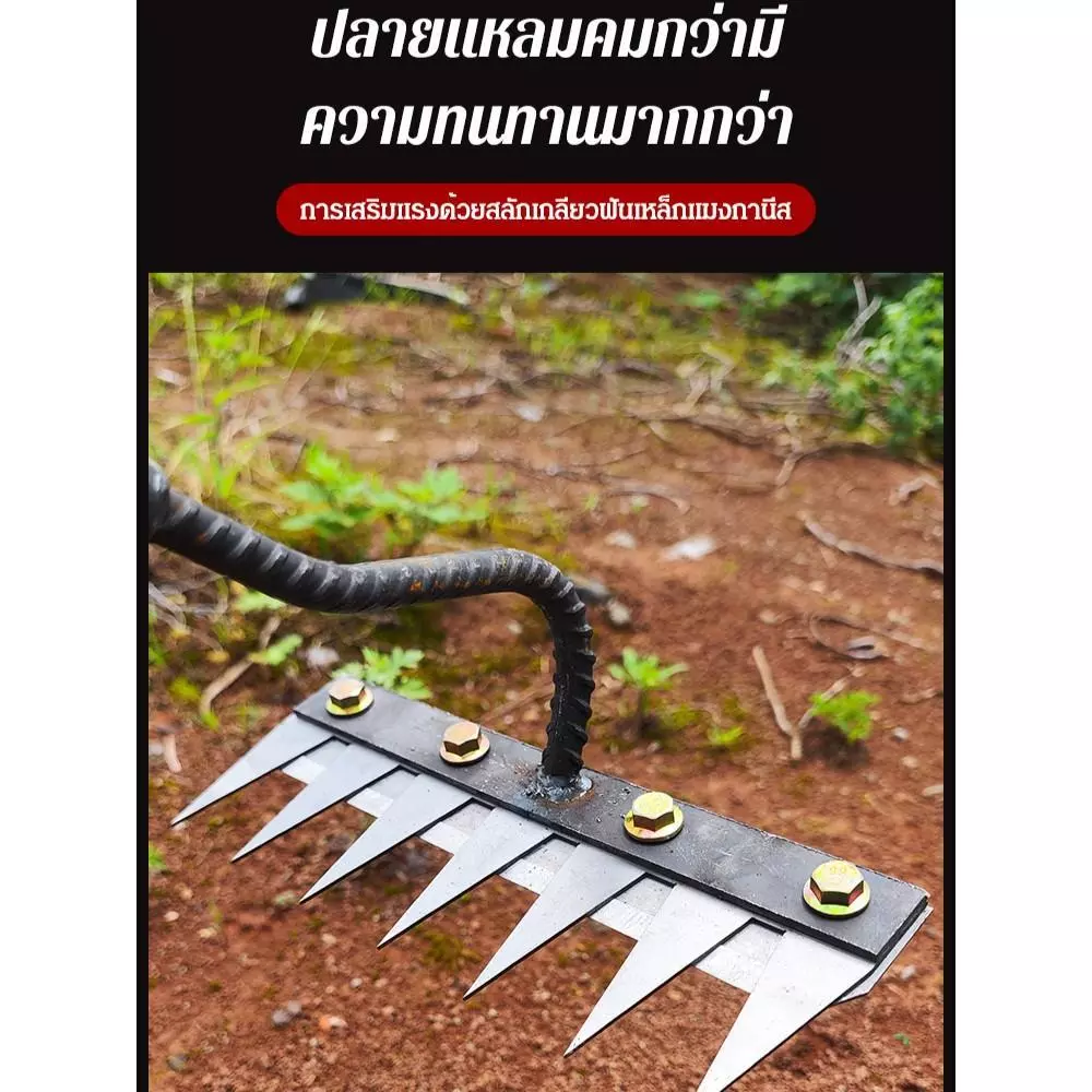 ThaiJoy คราดถอนหญ้าฟันฉลาม เหล็กกำจัดวัชพืช พรวนดิน thumbnail 3