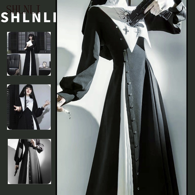เดรสสไตล์.Dark Gothic Lolita เครื่องแต่งกายฮาโลวีนสำหรับผู้หญิง