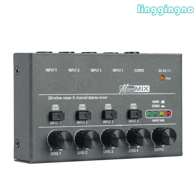 RR DX400 Ultra Low-Noise 4 Channel Line Mixer Mini Mixer USB Powered Mixer สําหรับเครื่องมืออิเล็กทร