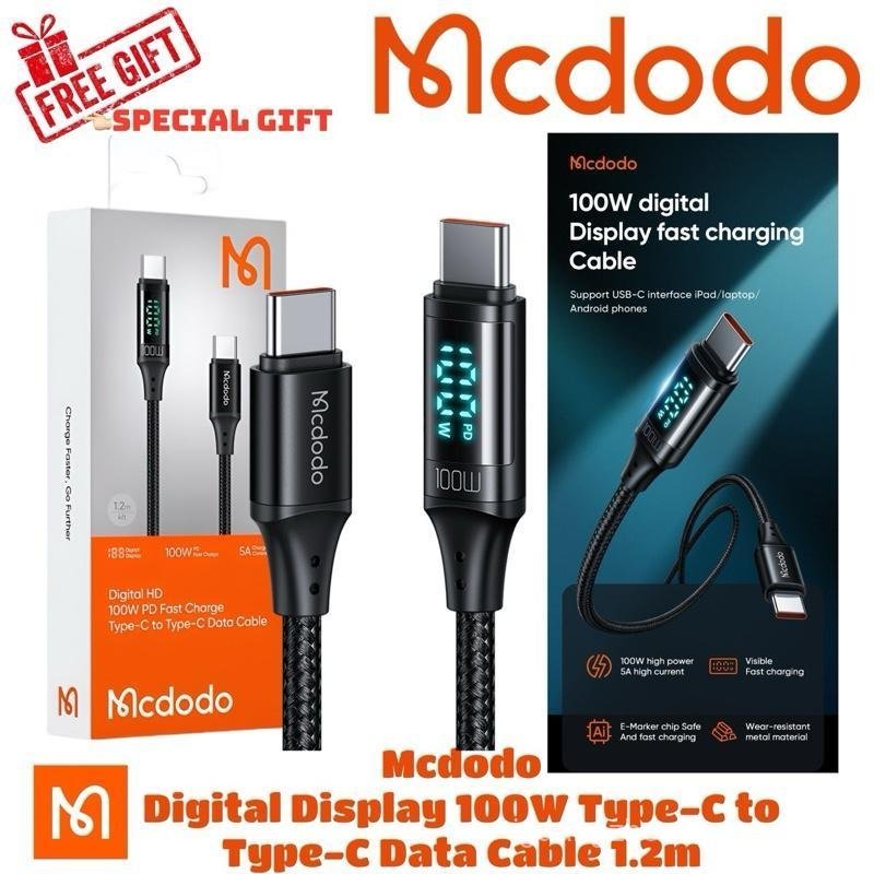 1yr Warranty MCDODO Digital HD Data Cable Super Charge Fast Charging Black 1.2m CA 1060 1070 1080 10