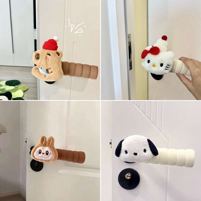 Cute แมวน่ารัก Plush Doorknob Protector Anti Collision มือจับประตูสําหรับเด็ก