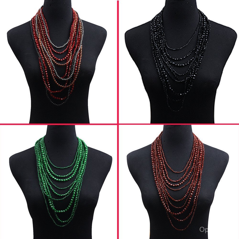 สร้อยคอมือทำแบบโบฮีMIANสำหรับผู้หญิง สไตล์ยุโรปและอเมริกา ดีไซน์ใหม่ กับลูกปัดเรซิ่นหลายชั้น LPCM