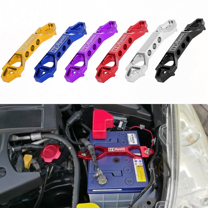 D1-SPEC อลูมิเนียมแบตเตอรี่รถยนต์ Tie Down Brace Alloy แบตเตอรี่ Fasten Bracket Holder