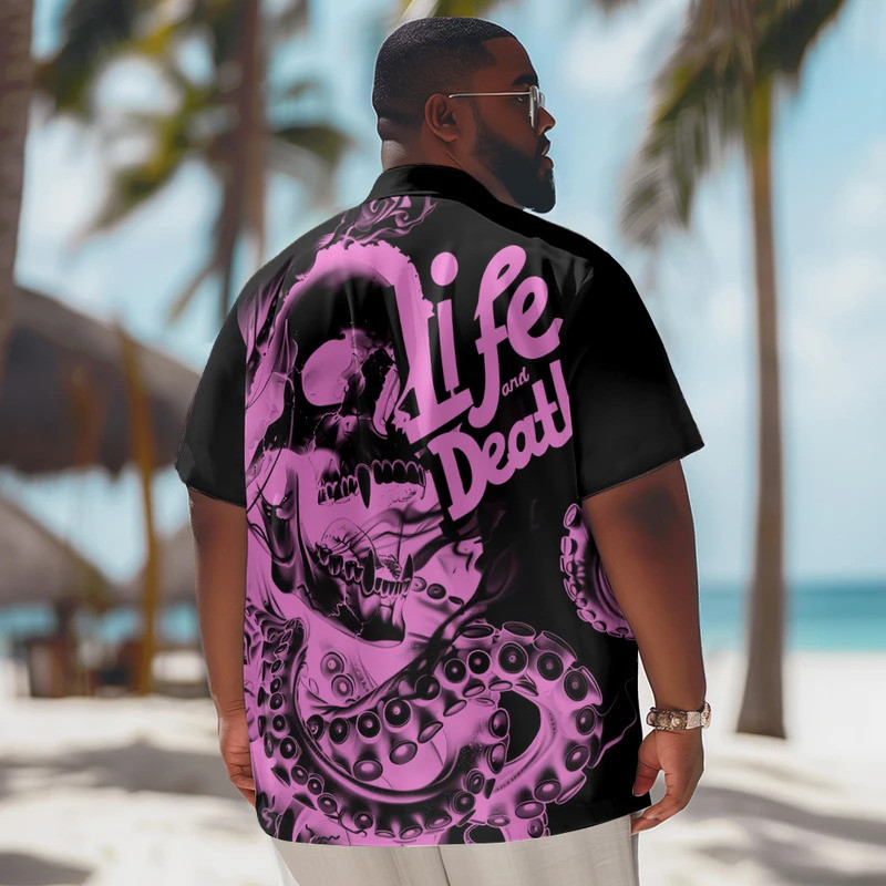 ใหม่เสื้อฮาวายผู้ชายชาวเยอรมันผู้ชายฮาโลวีน SkullOctopusTentaclesพิมพ์เสื้อลําลองแขนสั้นVINTAGE Plusขนาดเสื้อฤดูร้อน - รูปที่ 2