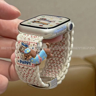 Dachshund จี้ออกแบบใช้งานร่วมกับ iWatch 11/SE3/10/9/8/7/6/5/4/3/2/1 ทอแม่เหล็ก Clasp Band เหมาะกับ 49/46/45/44/42/41/40/38 มม.
