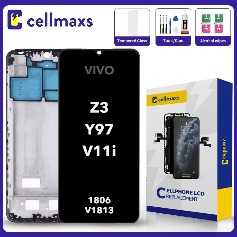 สําหรับ VIVO V11i Y97 Z3 Z3i เปลี่ยนหน้าจอสัมผัส LCD พร้อมกรอบ