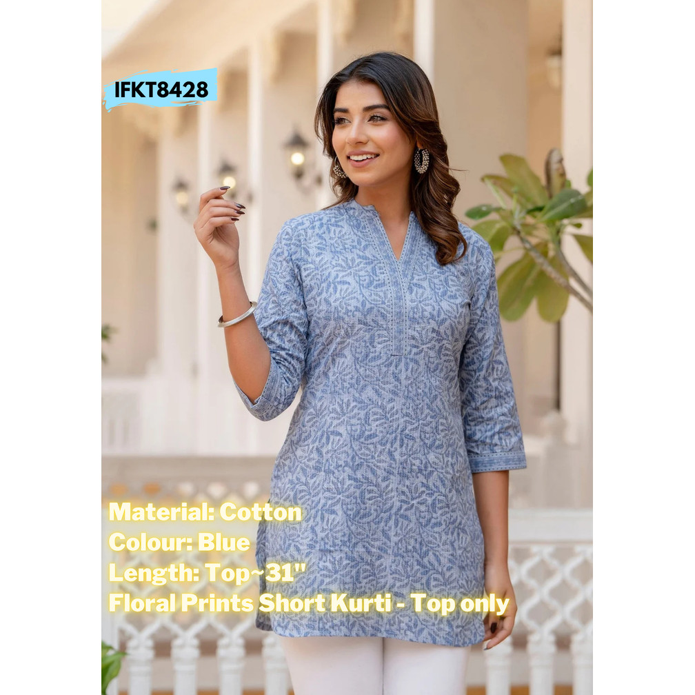 [Size M ถึง XXL] Kurti แบบสั้นยี่ห้อ Nayo สําหรับสุภาพสตรีที่มีการออกแบบชาติพันธุ์ (Tunic/Blouse)