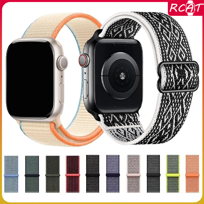 สายไนลอนยืดหยุ่นกีฬา for Smartwatch IWatch Ultra SE 3 2 Series 11 10 9 8 7 6 5 4 3 49 46 45มม.42มม.41มม.38มม