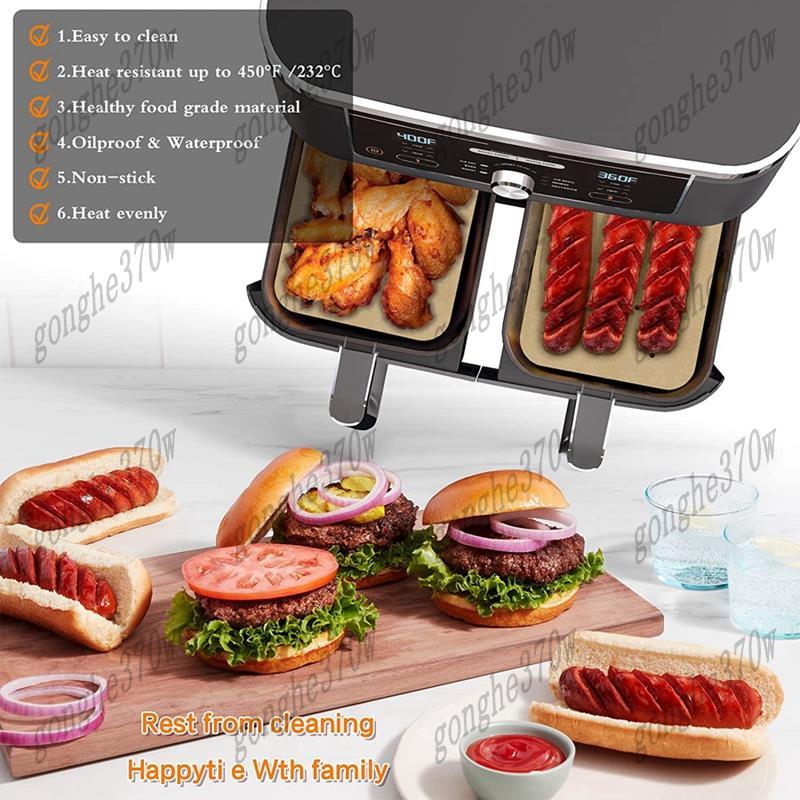 200 ชิ้น Air Fryer กระดาษ Air Hole Air Fryer Parchment กระดาษสําหรับ DZ201, DZ401 Dual Air Fryer อุป