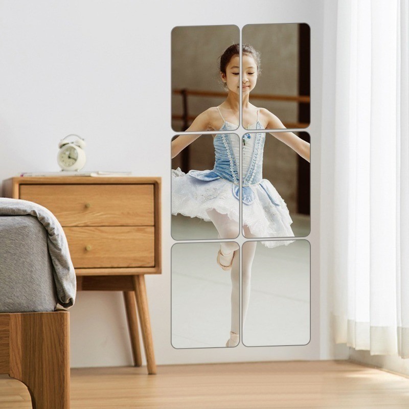 กระเบื้องกระจกอะคริลิค / สติ๊กเกอร์ติดผนังกระจกมีกาวในตัว / แผ่นกระจกตกแต่งแบบยืดหยุ่นที่ไม่ใช่กระจก 1/3/5 ชิ้น - รูปที่ 2