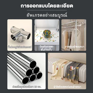 【ข้อต่อโลหะผสม】Leego ตู้เสื้อผ้า ตู้ผ้า ตู้เหล็กท่อ 20 มม. พื้นที่กว้างขวาง แข็งแรงทนทาน เก็บของรับน้ำหนักได้ 600 กก.
