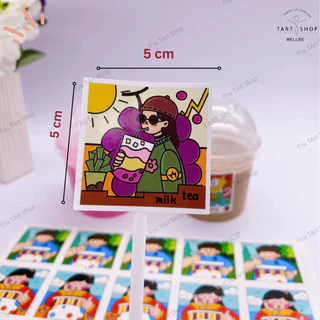 สติ๊กเกอร์ลายการ์ตูน สติ๊กเกอร์ไซส์ 5x5 cm. สติ้กเกอร์ติดแก้วเครื่องเดื่ม สติกเกอร์ติดกล่องขนม (สติกเกอร์กระดาษเคลือบ)