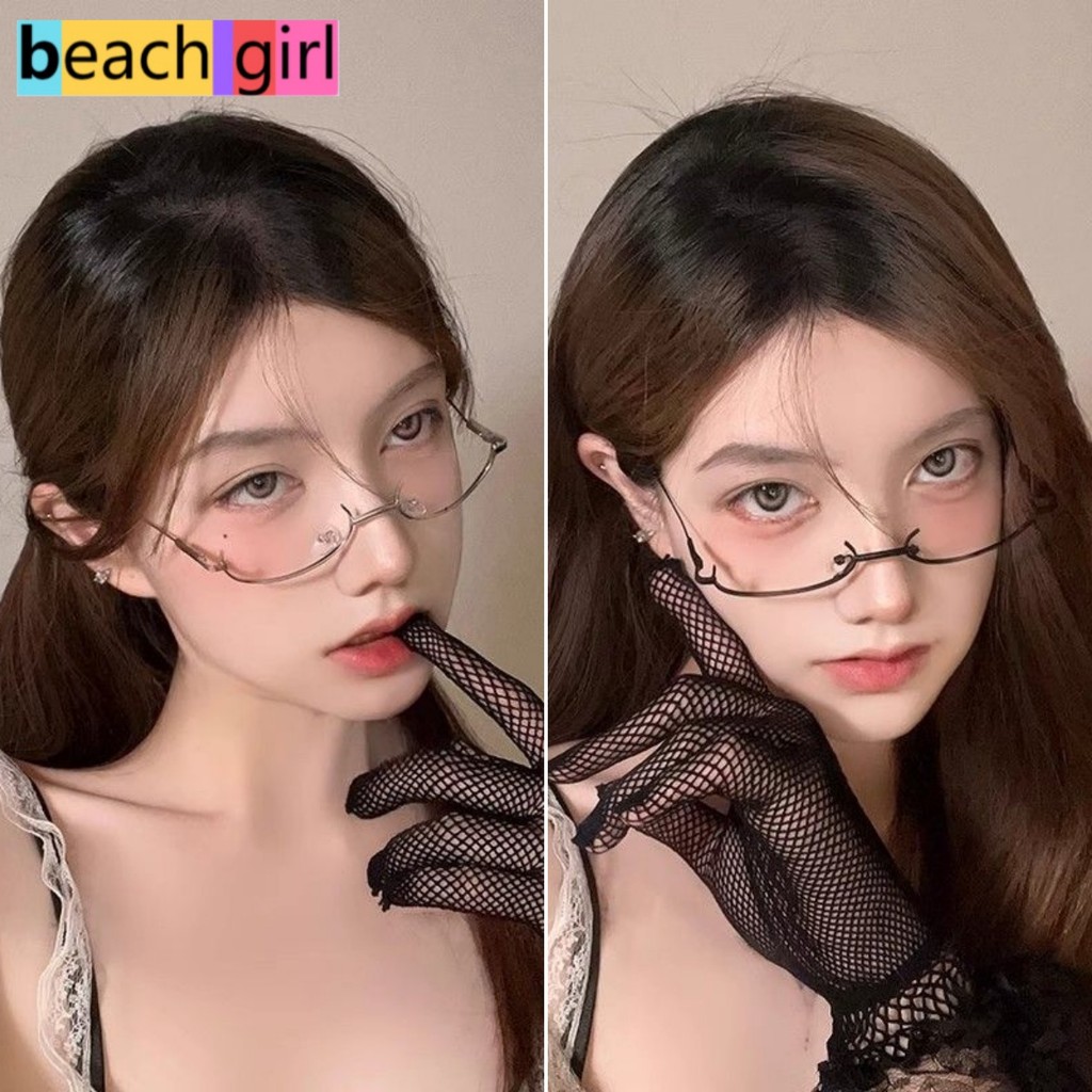 💗beach girl💗กรอบแว่นตา ญี่ปุ่น แว่นกรอบครึ่ง เลขานุการ การเล่นบทบาทสมมติ ตกแต่ง ทันสมัยและอเนกประสงค์