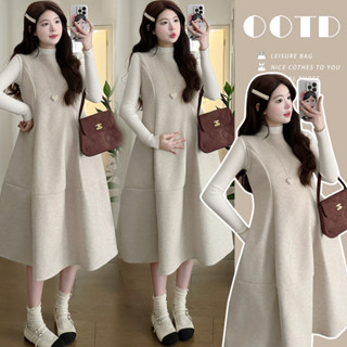 ชุดคลุมท้องสองชิ้นเอวเล็ก ทำจากผ้าขนสัตว์ สำหรับฤดูใบไม้ร่วง…