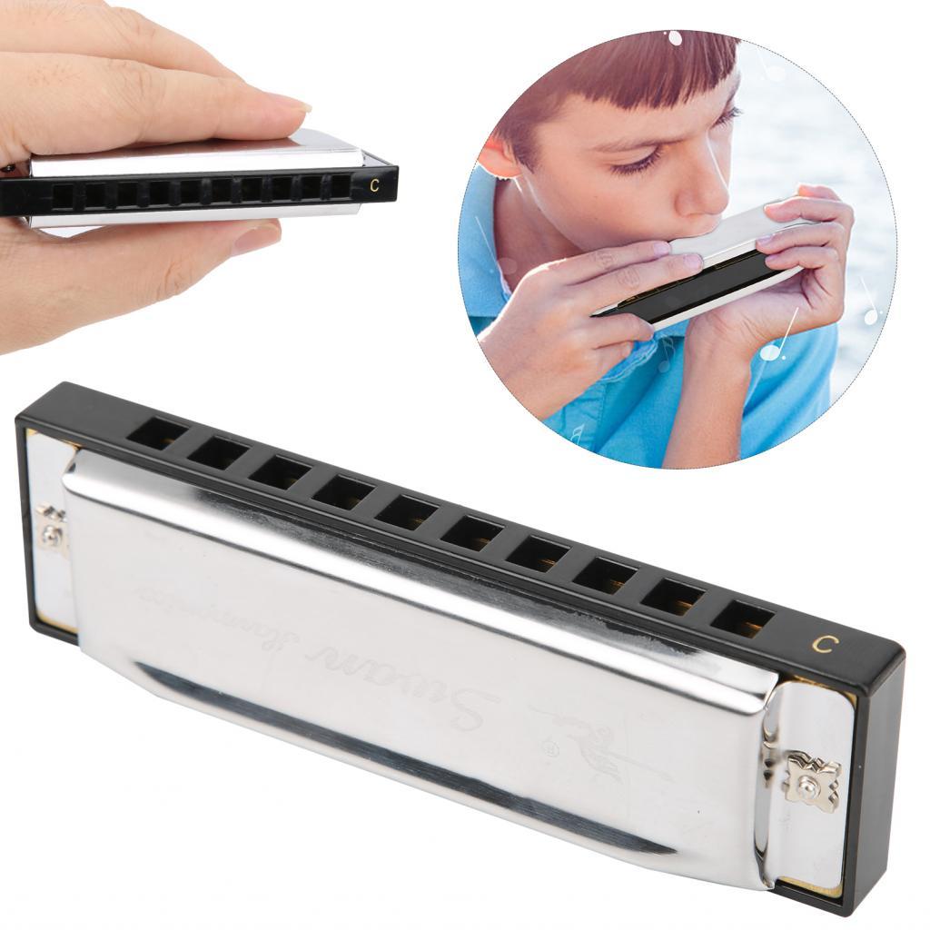 Harmonica C Key Mouth Organ ของขวัญเทศกาล 10 หลุมสำหรับผู้เริ่มต้นผู้ใหญ่